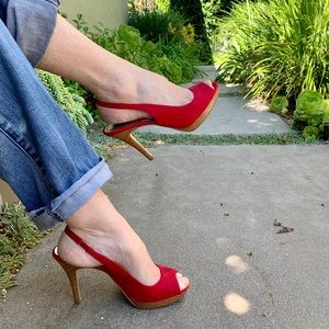 Macy’s red swayed stiletto heels